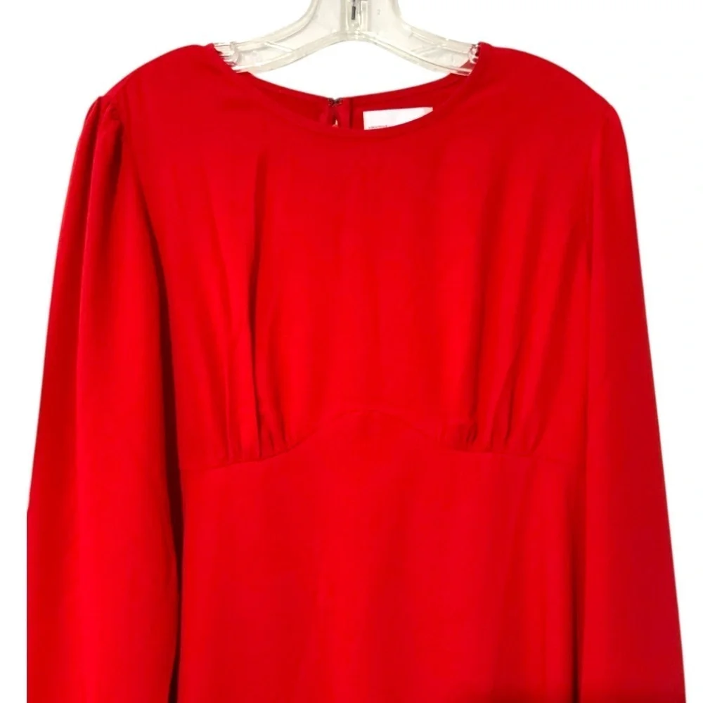 NWT Long Sleeves Modest A-line Red Midi Dress Size XXL